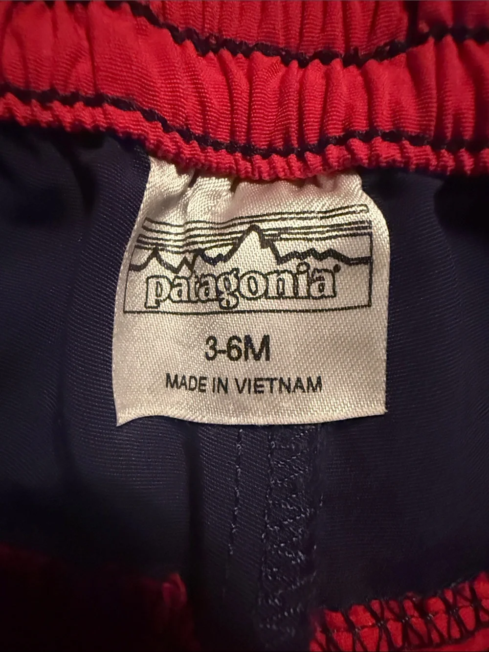Patagonia Kids Colorblock Board Shorts in Red, Navy & Periwinkle